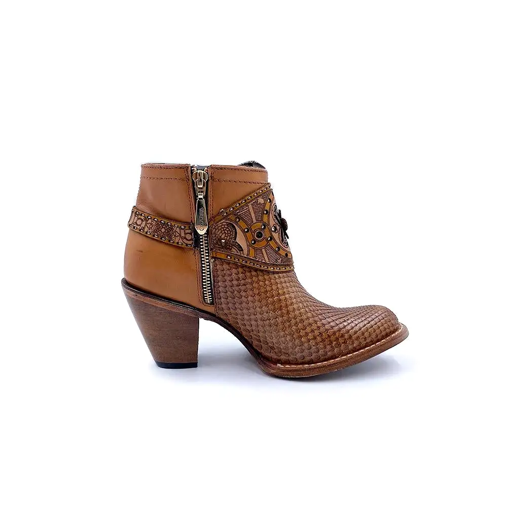 2Q02PH - Cuadra brown casual cowboy python ankle boots for women