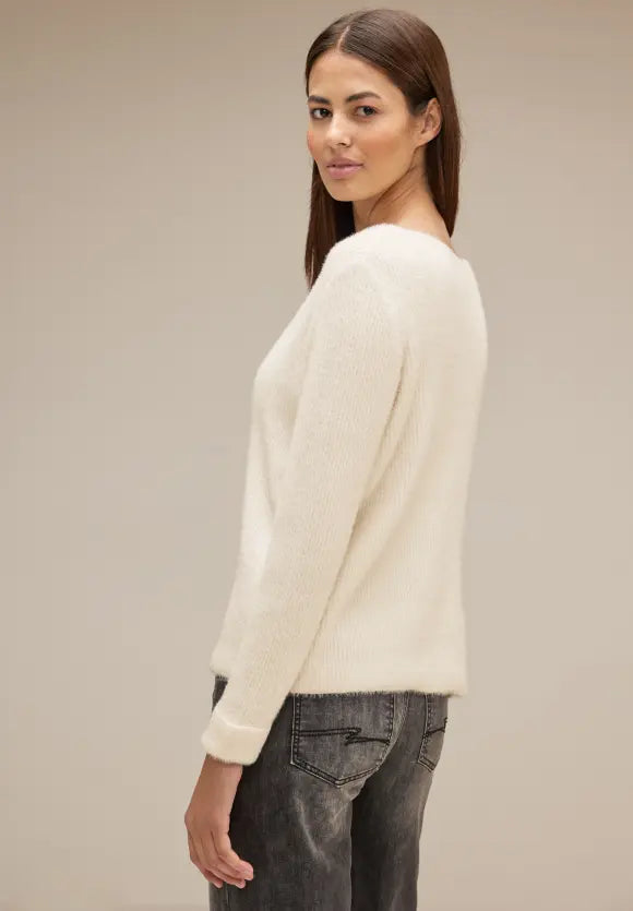 302413- White Featheryarn Sweater - Street One