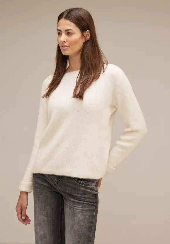 302413- White Featheryarn Sweater - Street One