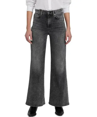 7 For All Mankind Jo Womens Ultra High Rise Dark Wash Wide Leg Jeans