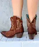 A4257 - M Corral brown western cowgirl leather ankle boots for women