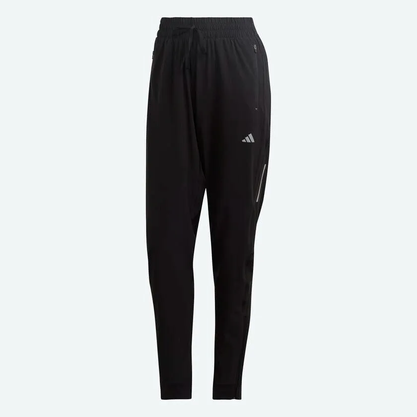 adidas Fast TKO Womens Running Pants Black Fitness Trousers Zip Pockets