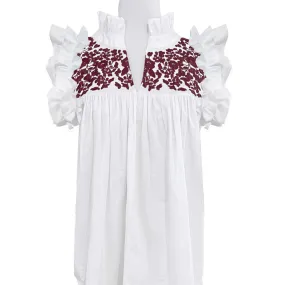 Aggie White + Maroon Hummingbird Blouse