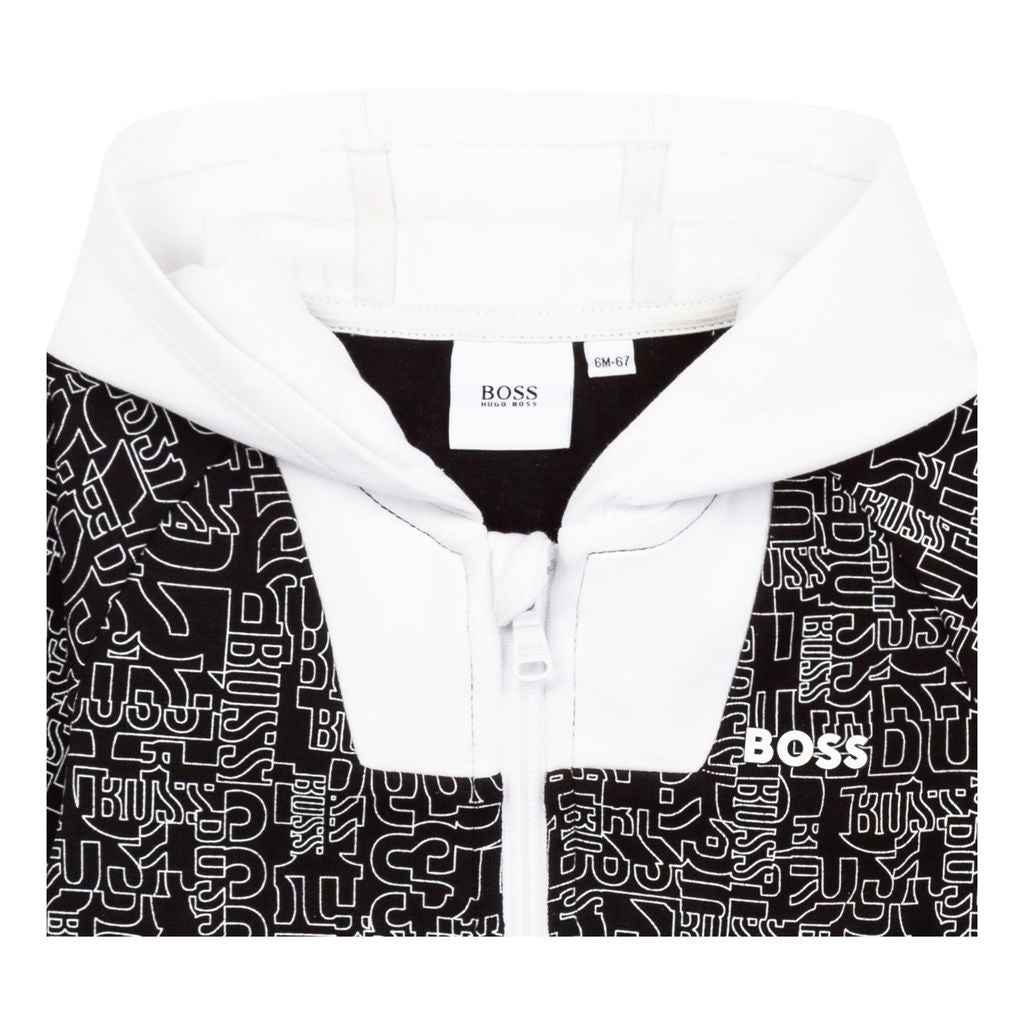 Black & White Logo Print Hoodie