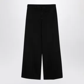 BLACK COTTON WIDE TROUSERS