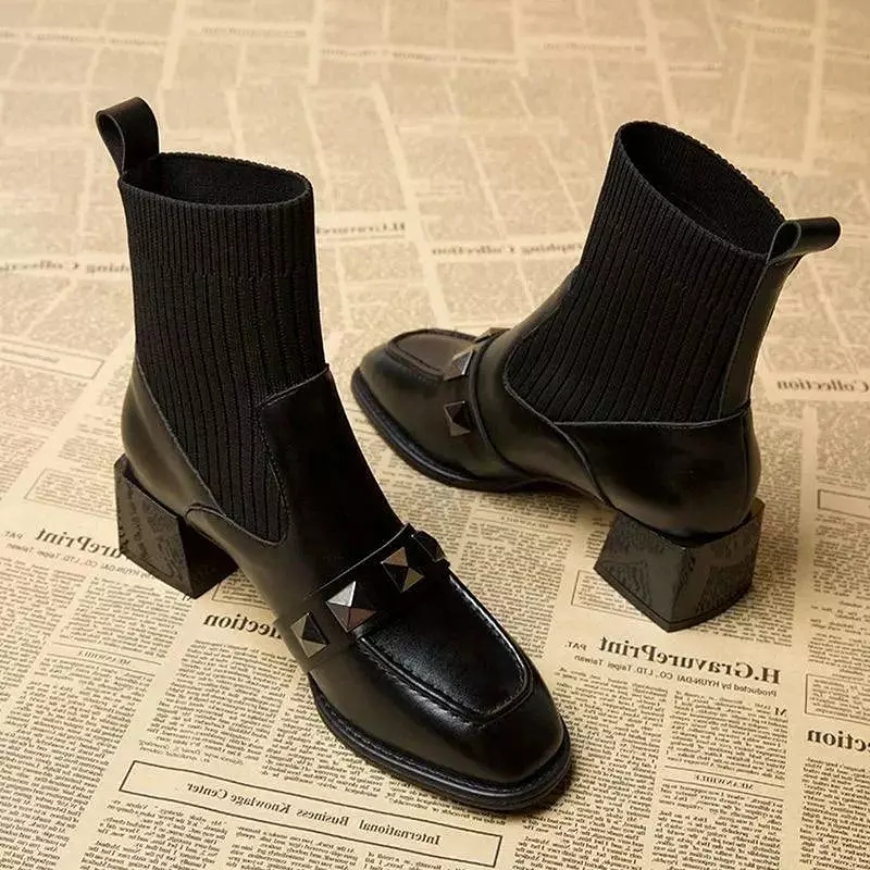 Black Women Ankle Sock Boots