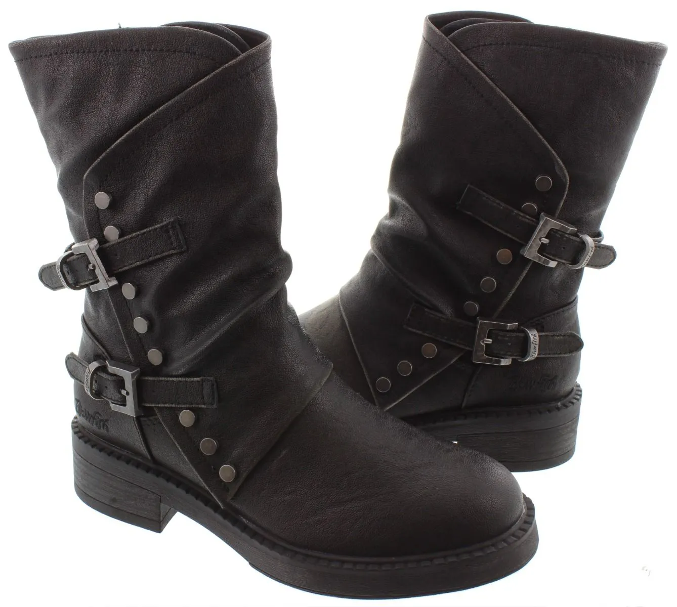 BLOWFISH Ladies Venice Buckle Calf Boots In Black