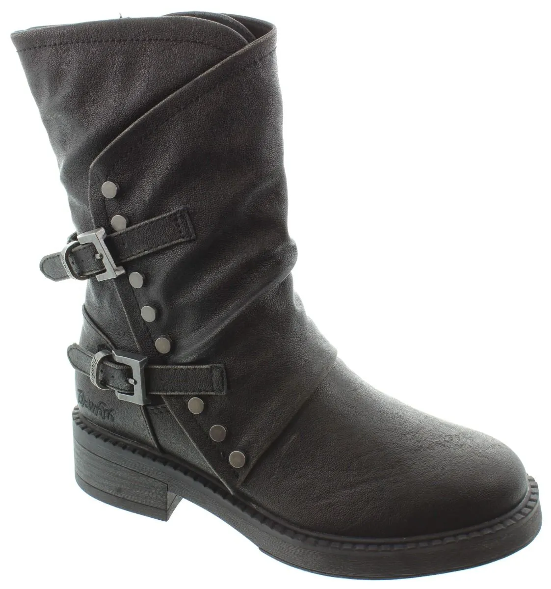 BLOWFISH Ladies Venice Buckle Calf Boots In Black