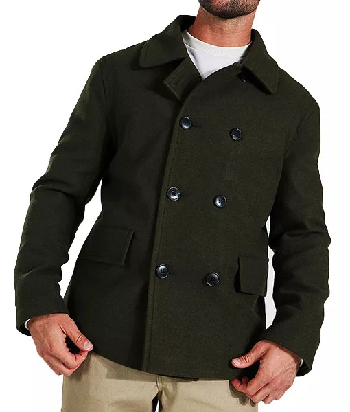 Bullet Train's Ladybug (brad Pitt) Green Wool Peacoat | TLC