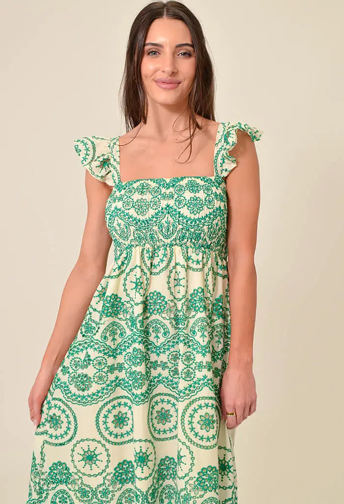 Camellia Midi Dress-Green