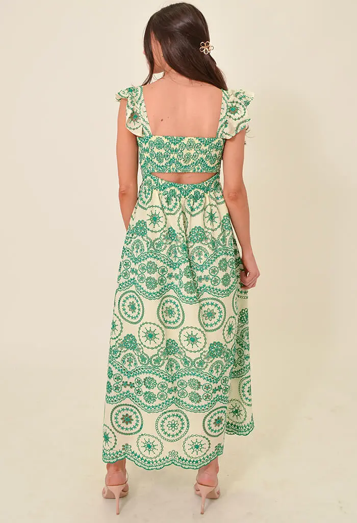 Camellia Midi Dress-Green