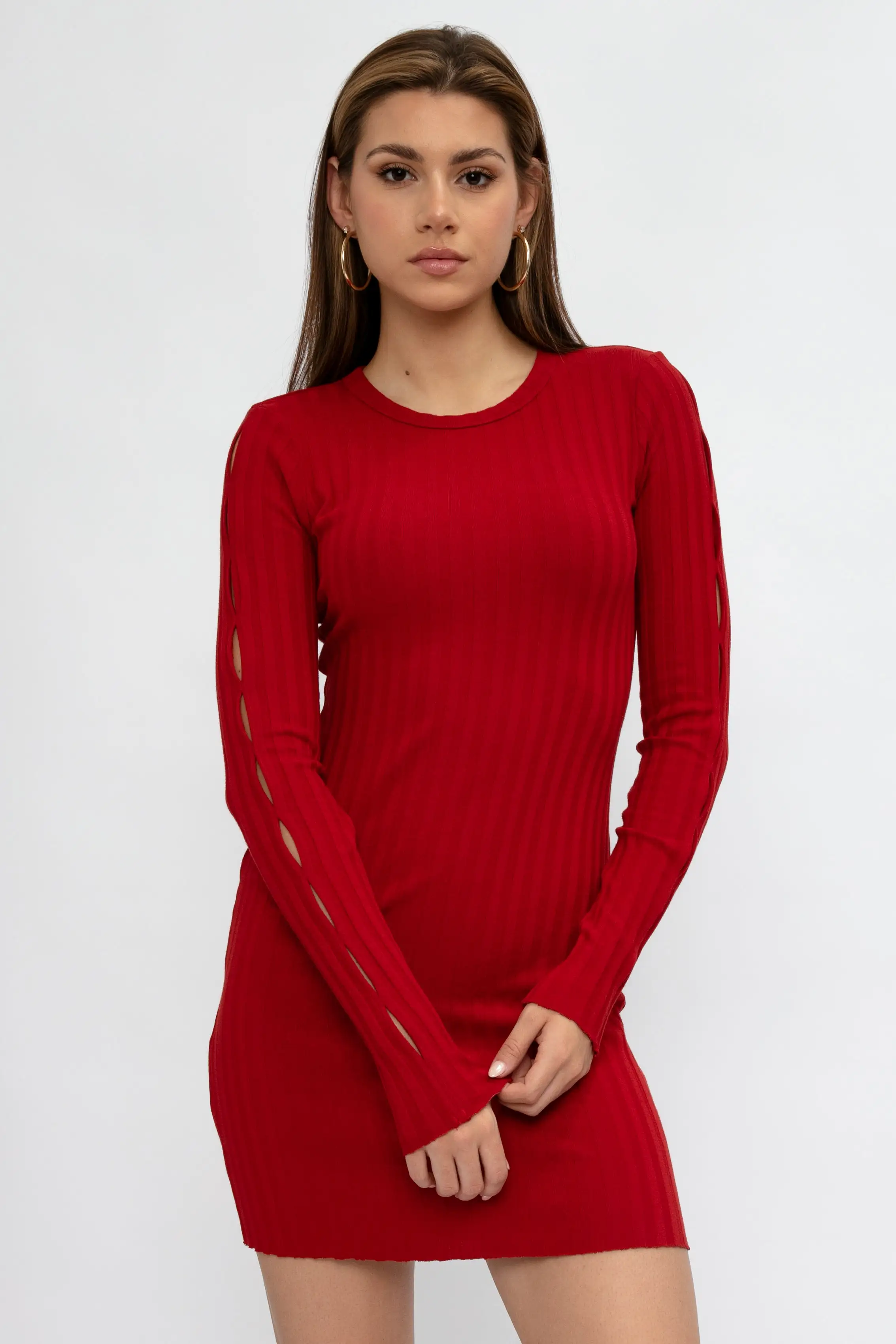 Capri Long Sleeve Mini Dress in Spice