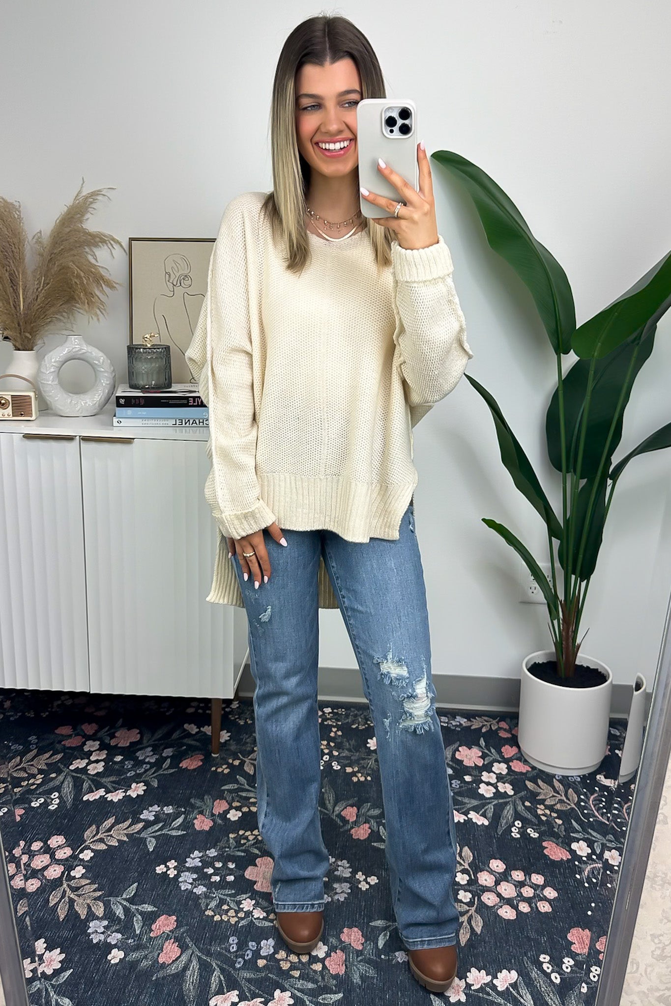 Carlene V-Neck High Low Sweater - FINAL SALE