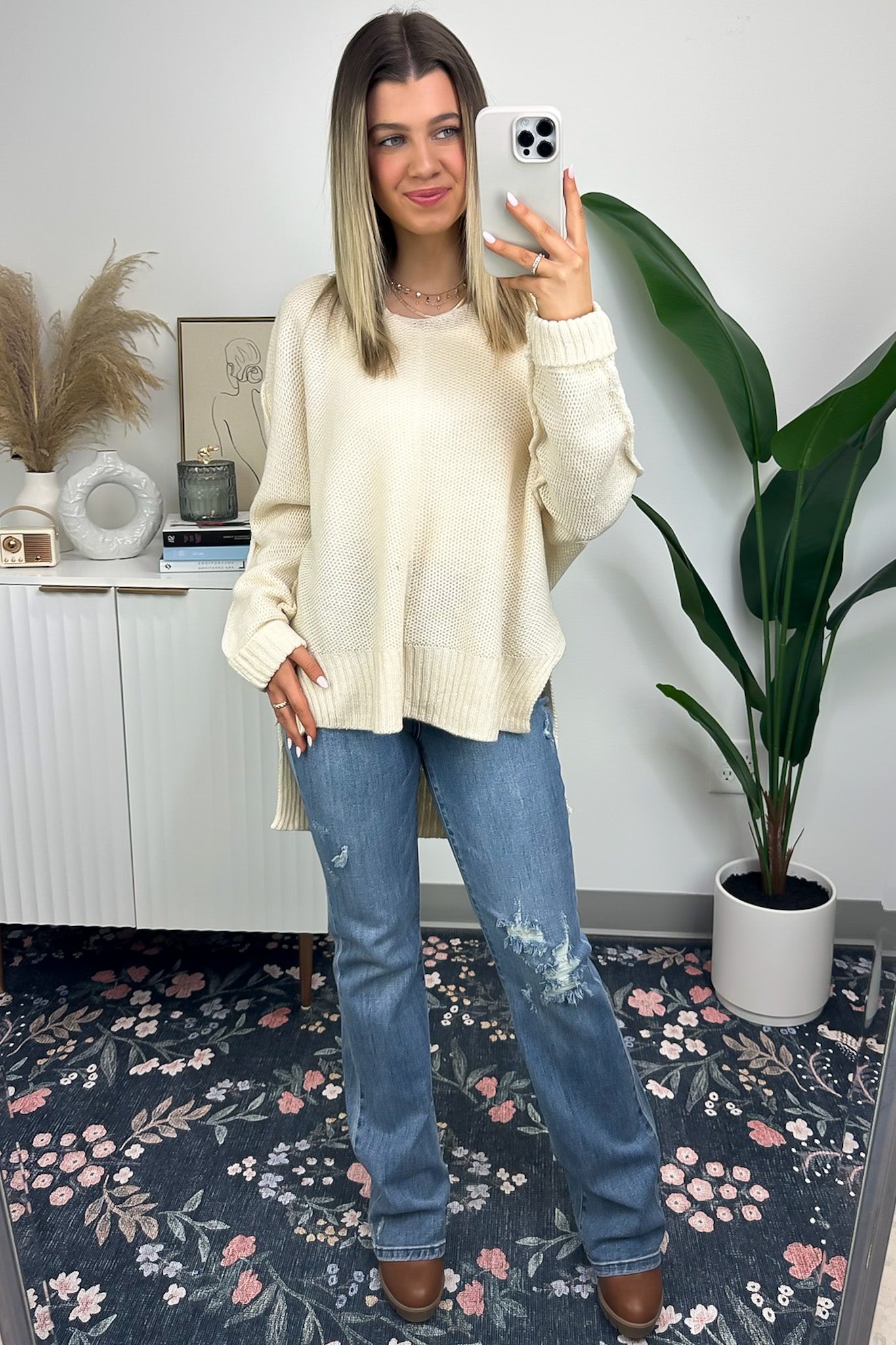 Carlene V-Neck High Low Sweater - FINAL SALE