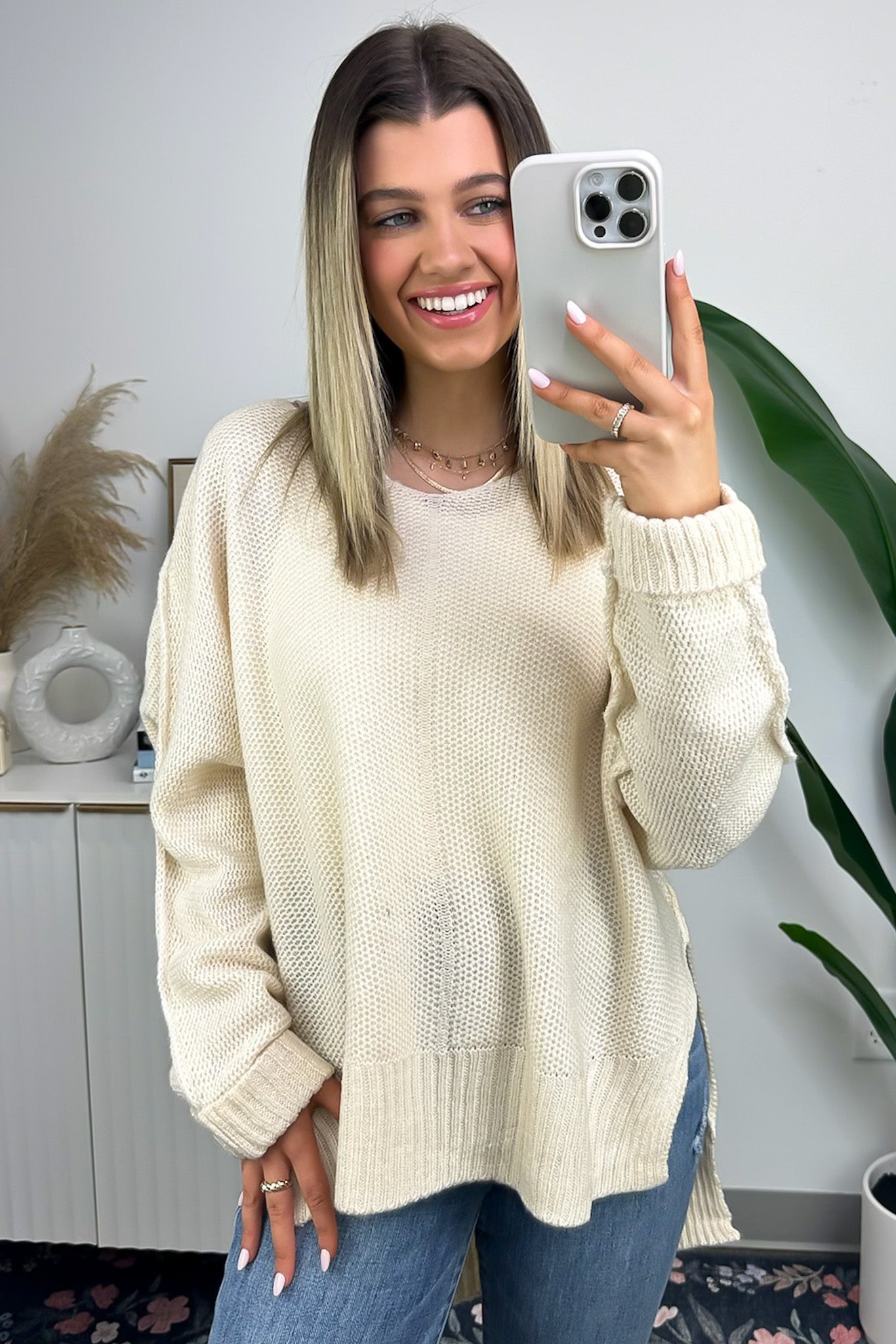 Carlene V-Neck High Low Sweater - FINAL SALE