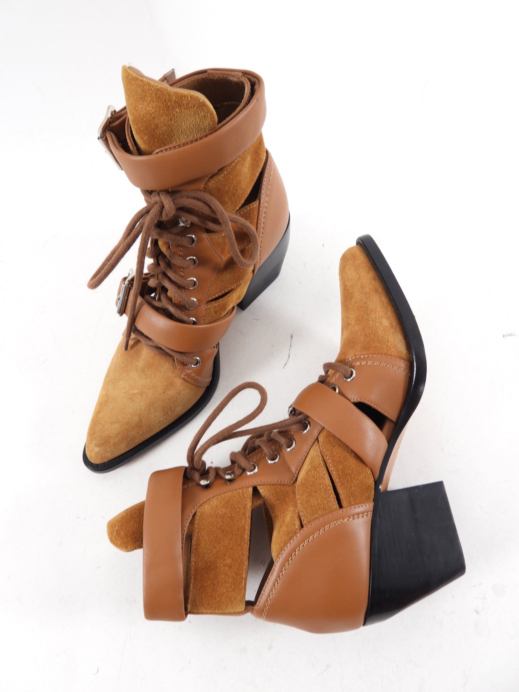 Chloe Tan Leather Rylee Boots - USA 6.5