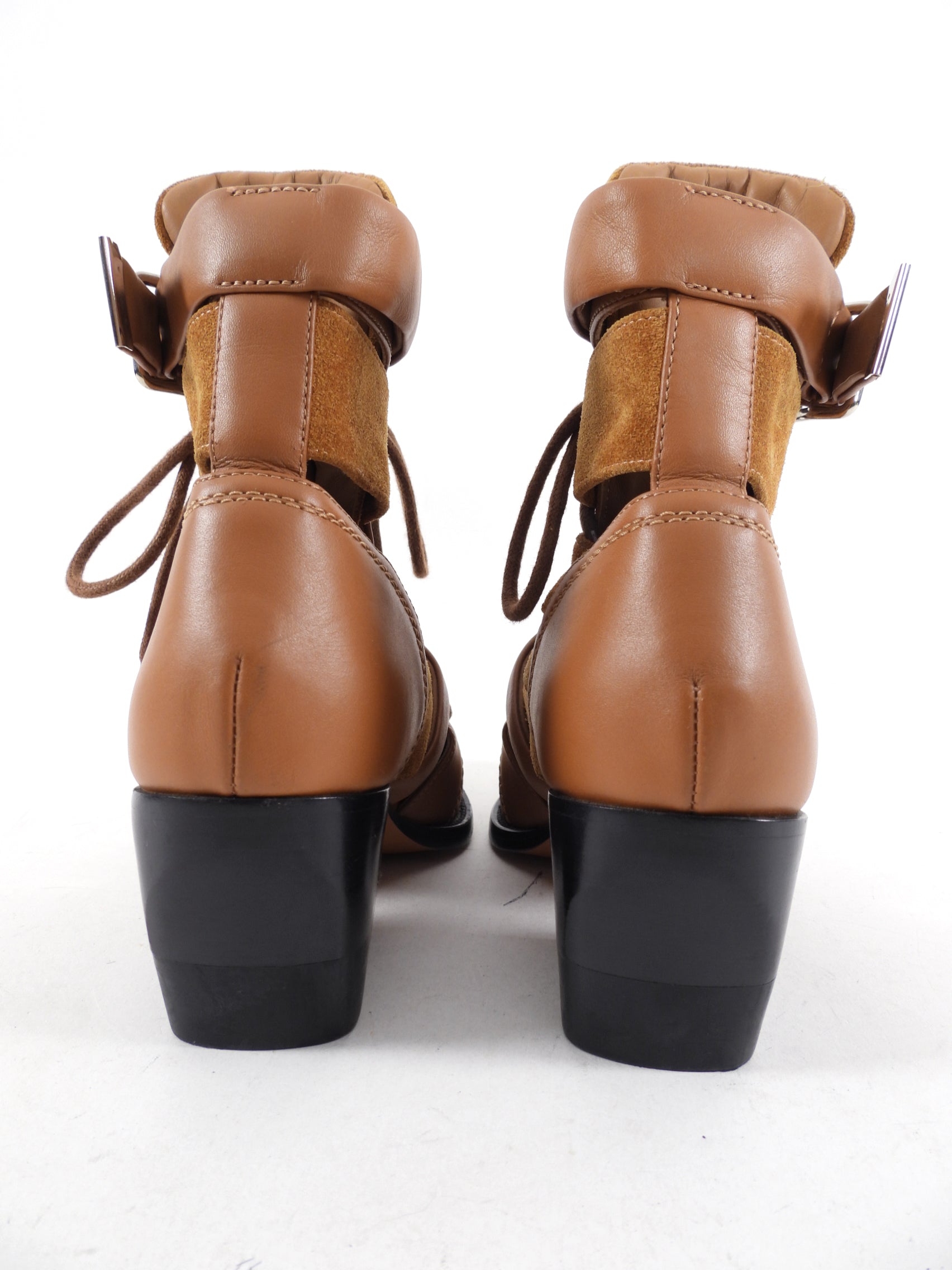 Chloe Tan Leather Rylee Boots - USA 6.5