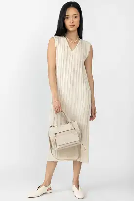 Cotton Knit Midi Dress in Ecru