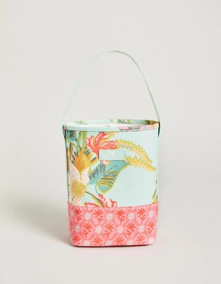 Double Wine Caddy - Queenie Tropical Floral Sea Foam