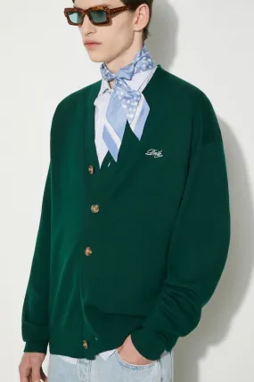 Drôle de Monsieur wool jumper Le Cardigan Drôle men’s green color PERM-CA123-WO007-DGN