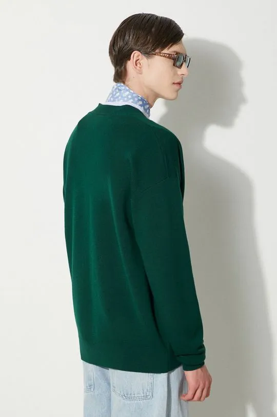 Drôle de Monsieur wool jumper Le Cardigan Drôle men’s green color PERM-CA123-WO007-DGN