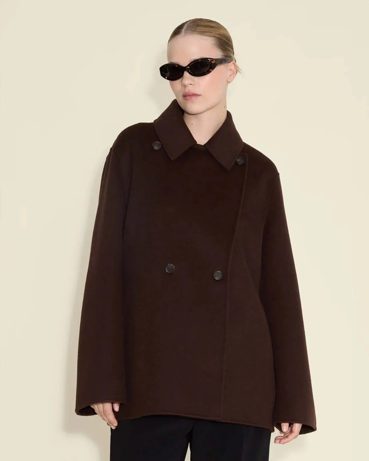 Felsa Wool Peacoat - Dark Brown