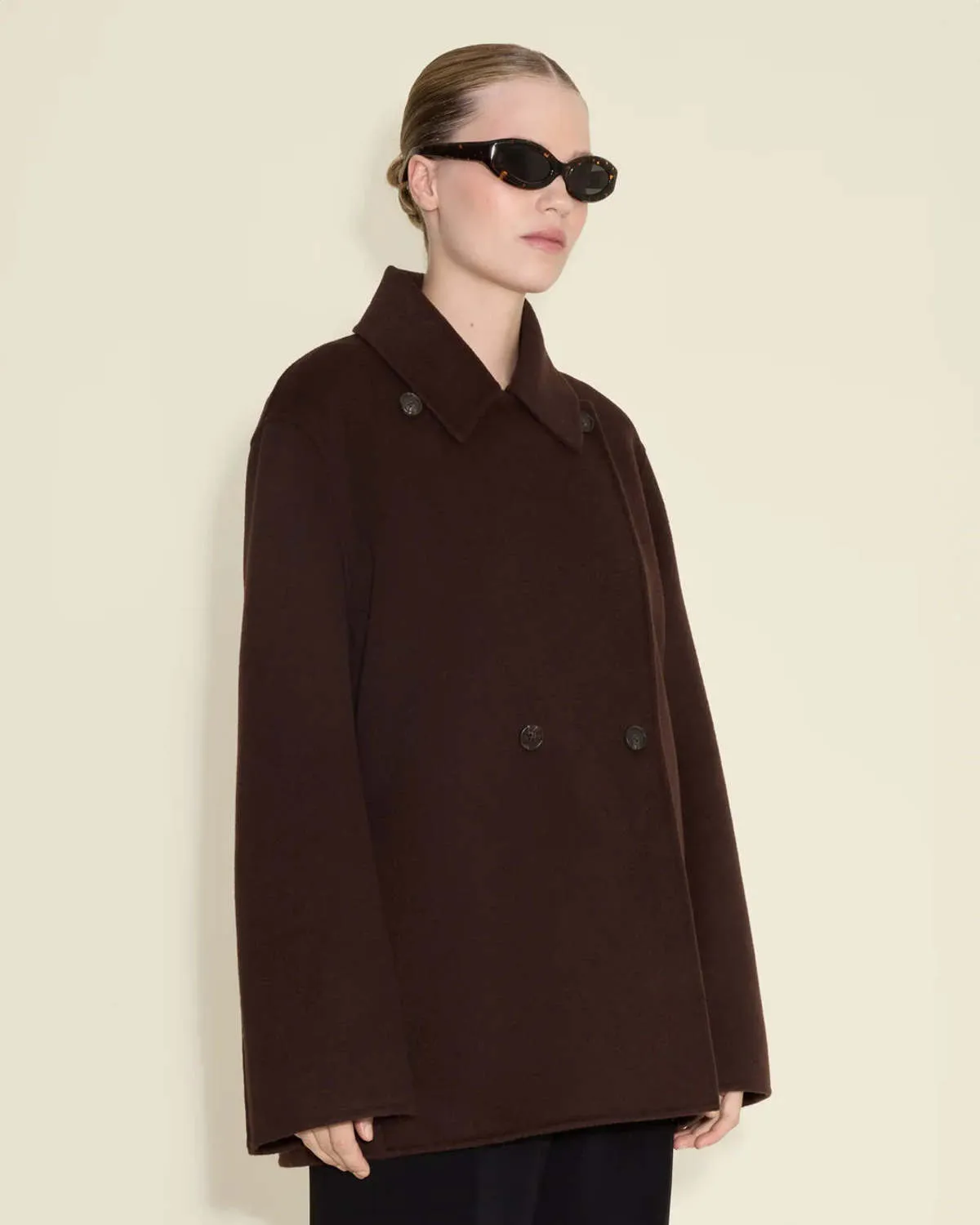 Felsa Wool Peacoat - Dark Brown