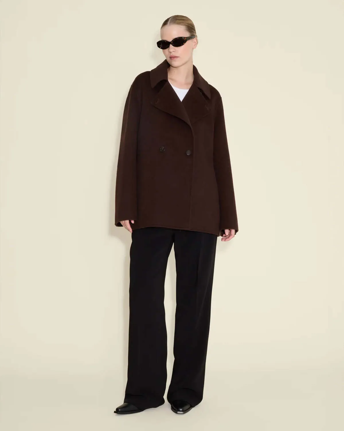 Felsa Wool Peacoat - Dark Brown