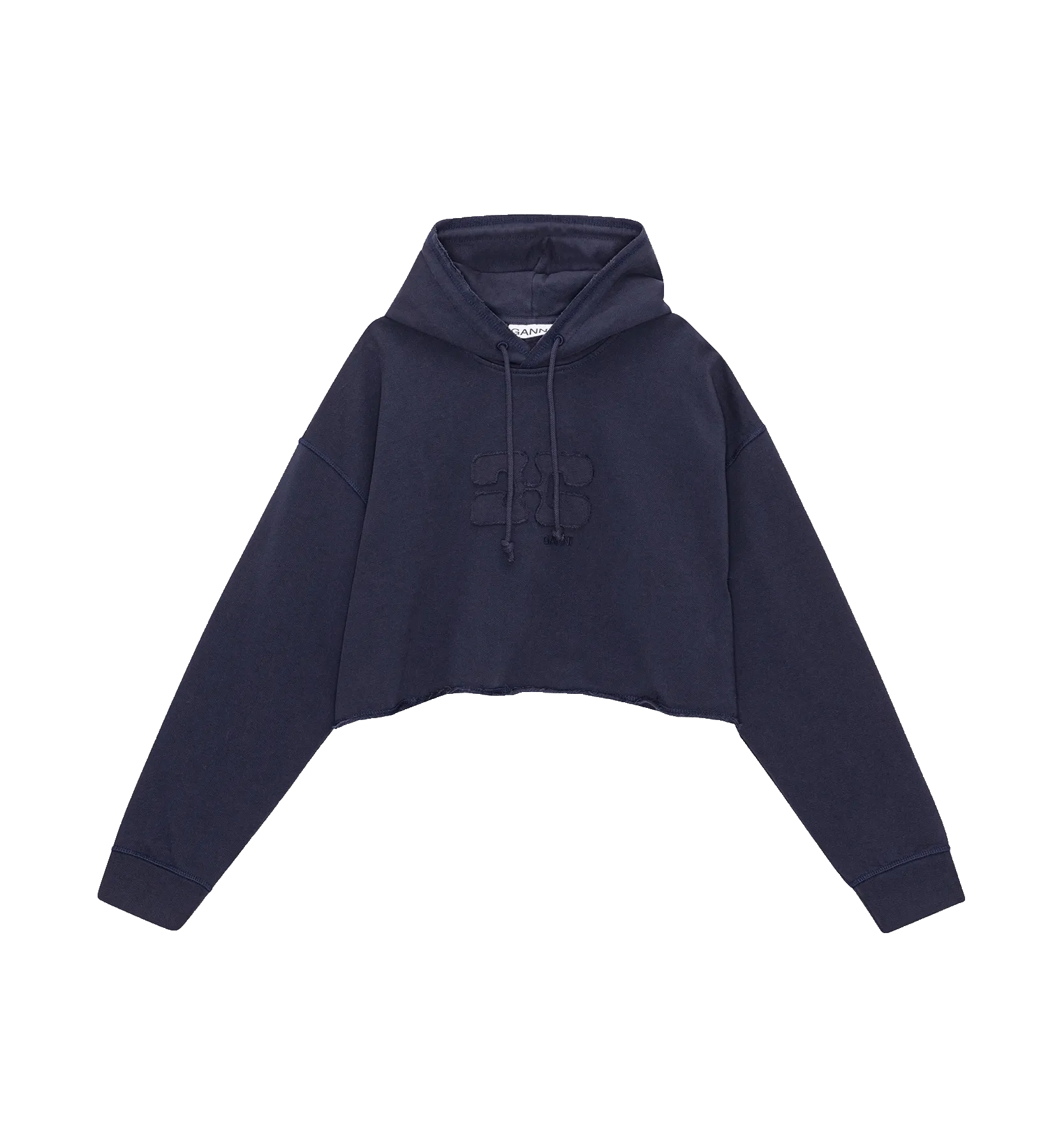 GANNI Dark Blue Isoli Cropped Hoodie