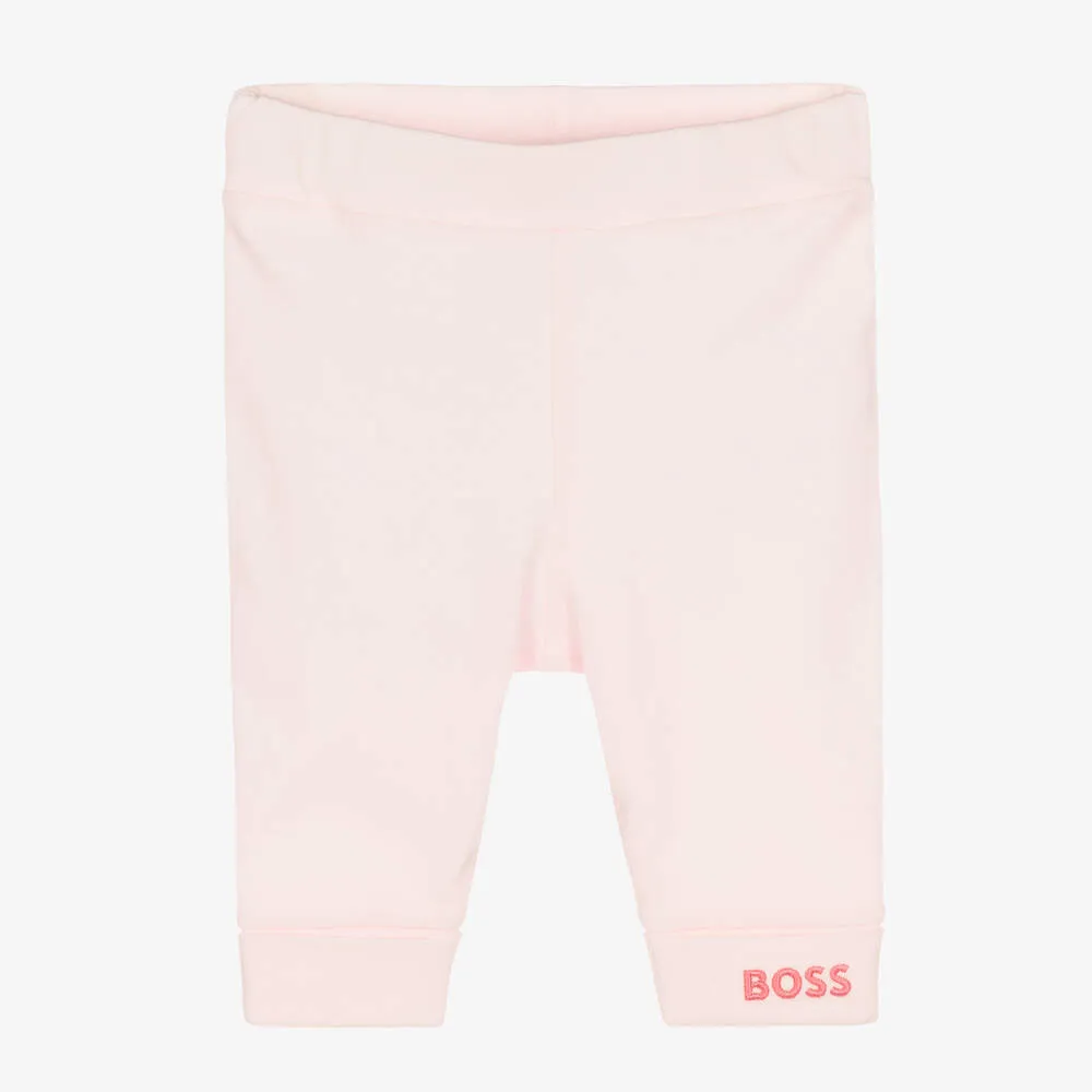 Girls Pink Cotton Leggings