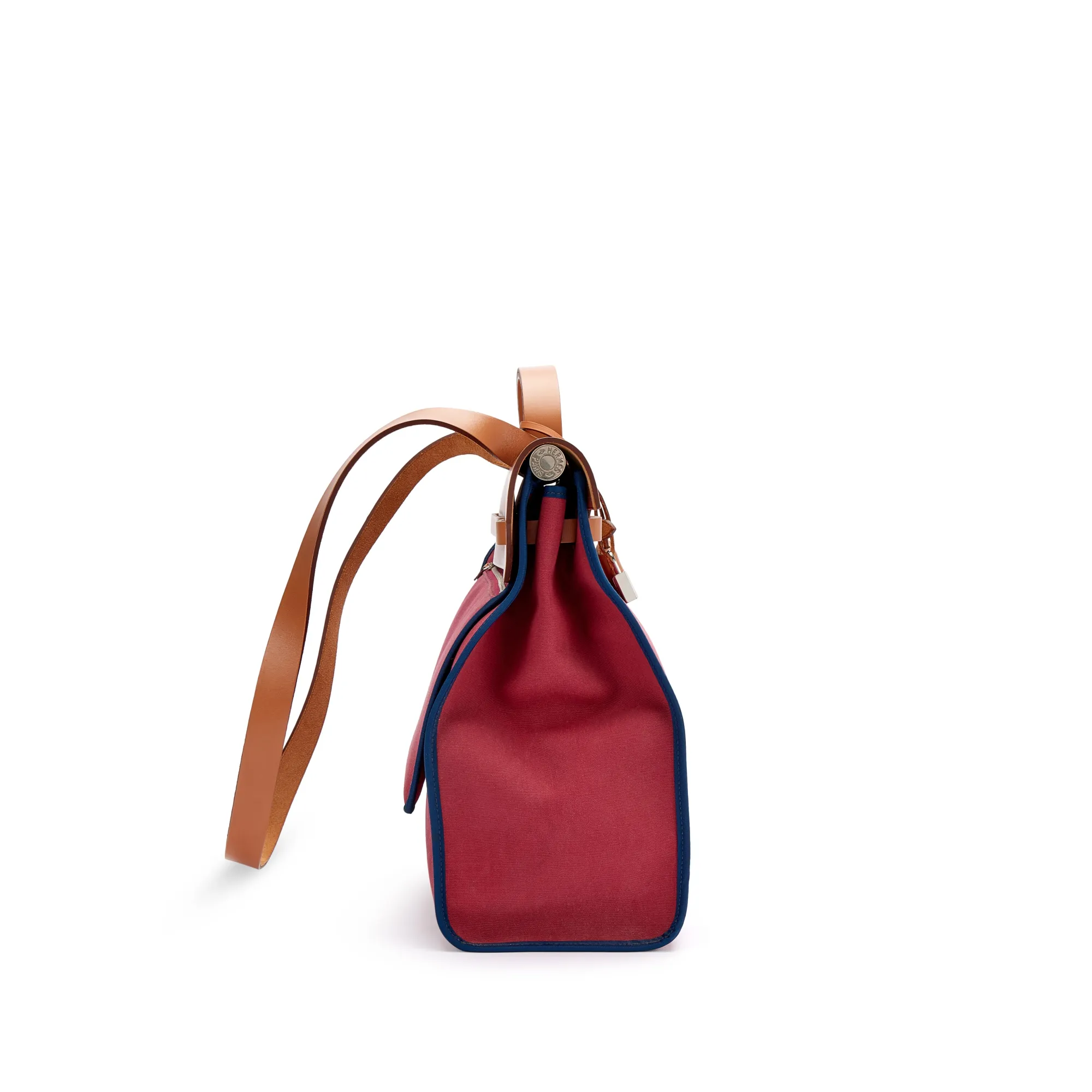 Hermès Natural Vache Hunter and Rouge Grenat and Bleu Saphir Toile Herbag 39 Palladium Hardware, 2014