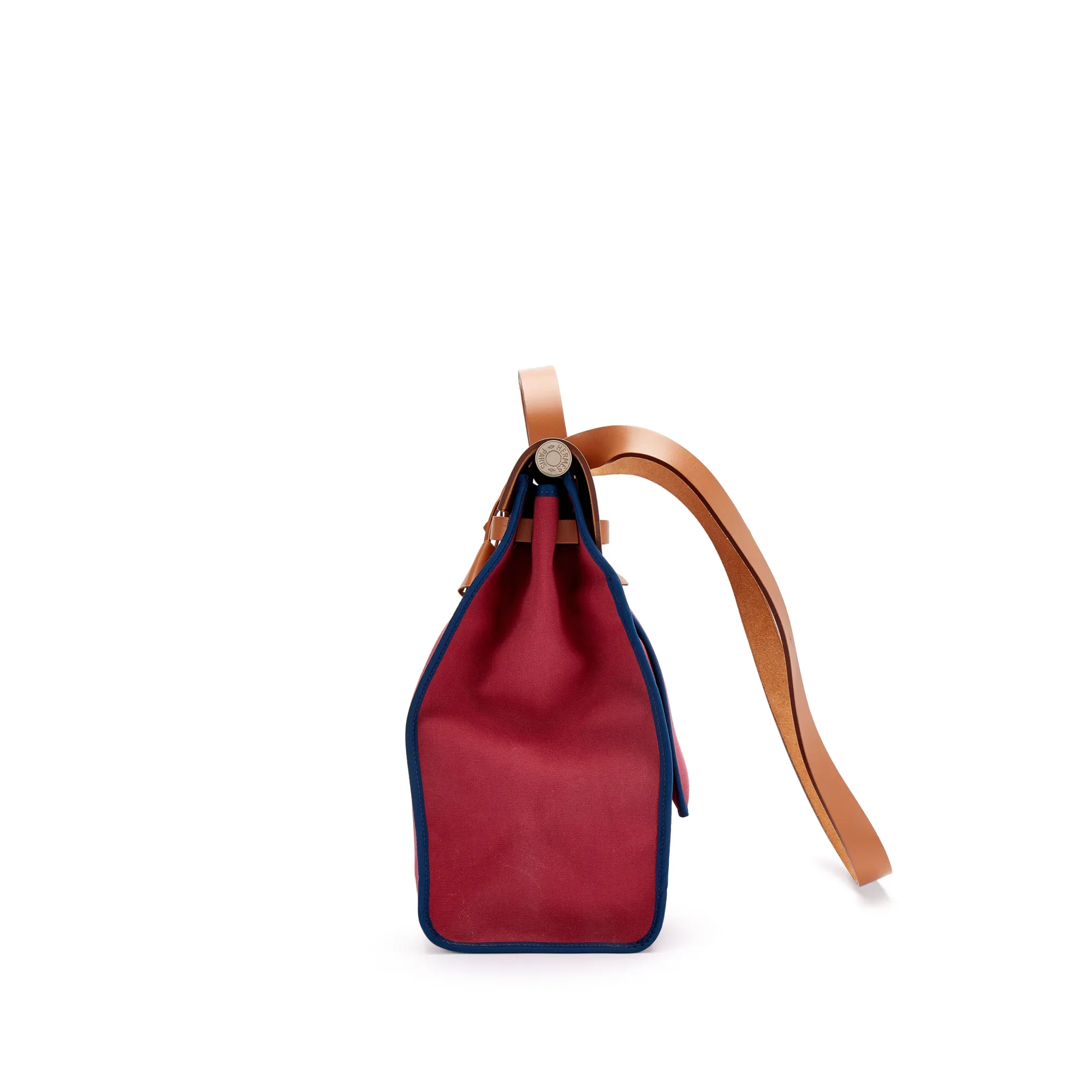 Hermès Natural Vache Hunter and Rouge Grenat and Bleu Saphir Toile Herbag 39 Palladium Hardware, 2014