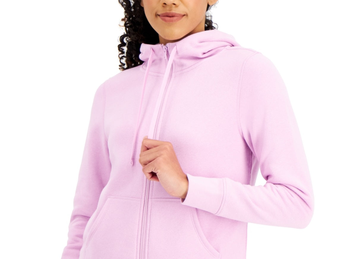 Id Ideology Women's Zip Front Fleece Hoodie Pink Size Medium