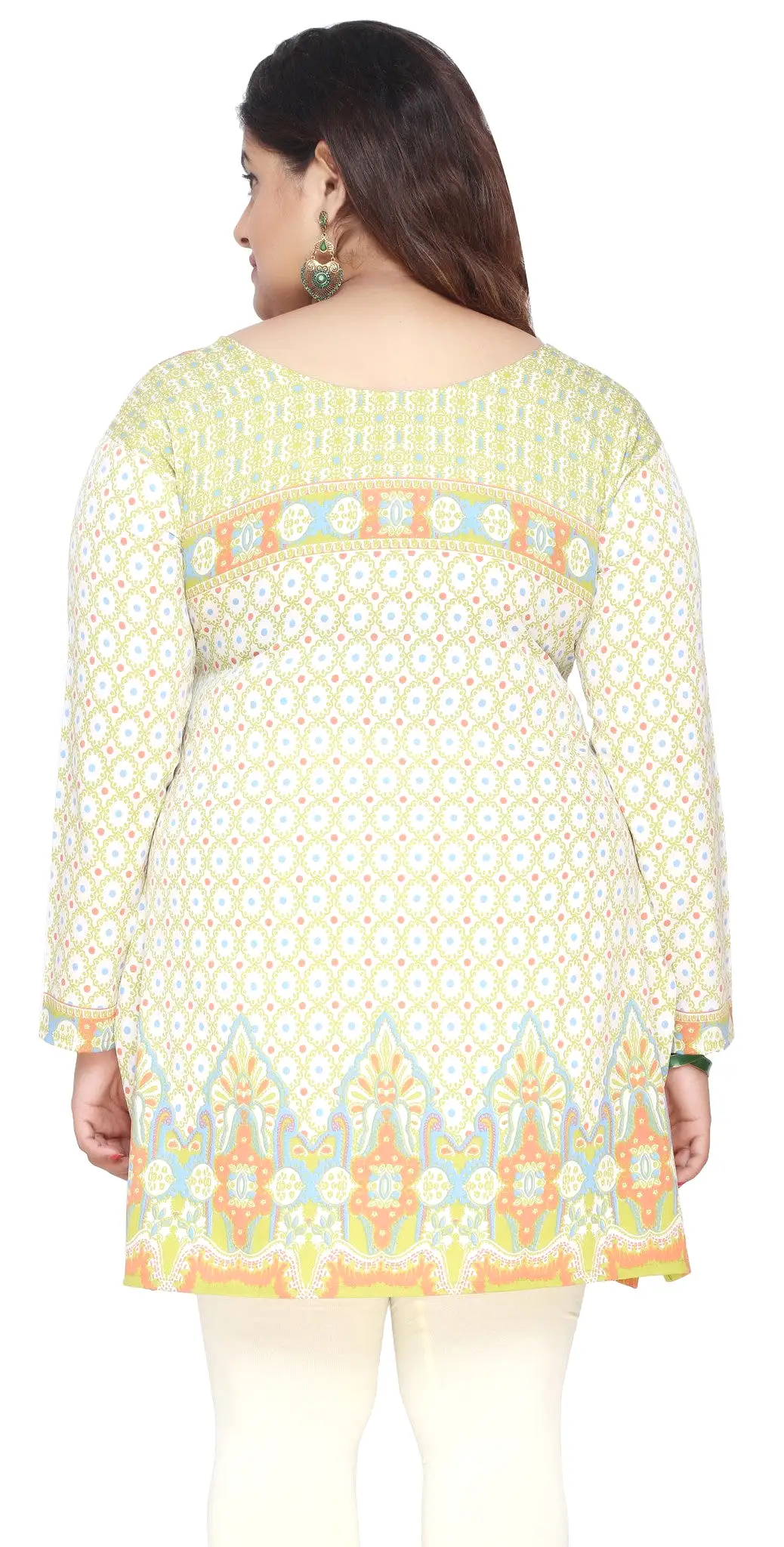 India Tunic Top Kurti Womens Printed Plus Size Indian Clothes (Green)