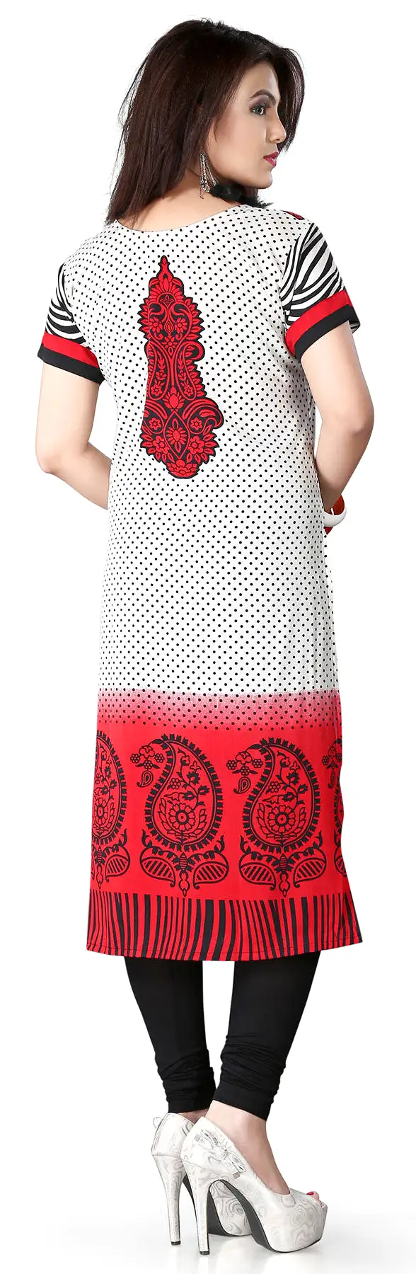 India Tunic Top Long  Kurti Womens Printed Indian Clothing (Red)