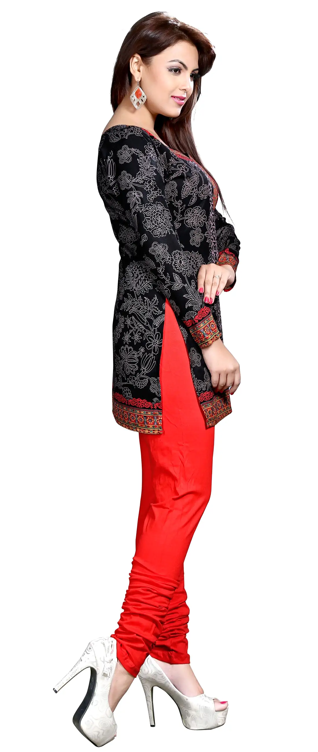 Indian Kurti Top Tunic Printed Womens Blouse India Clothes (Black)