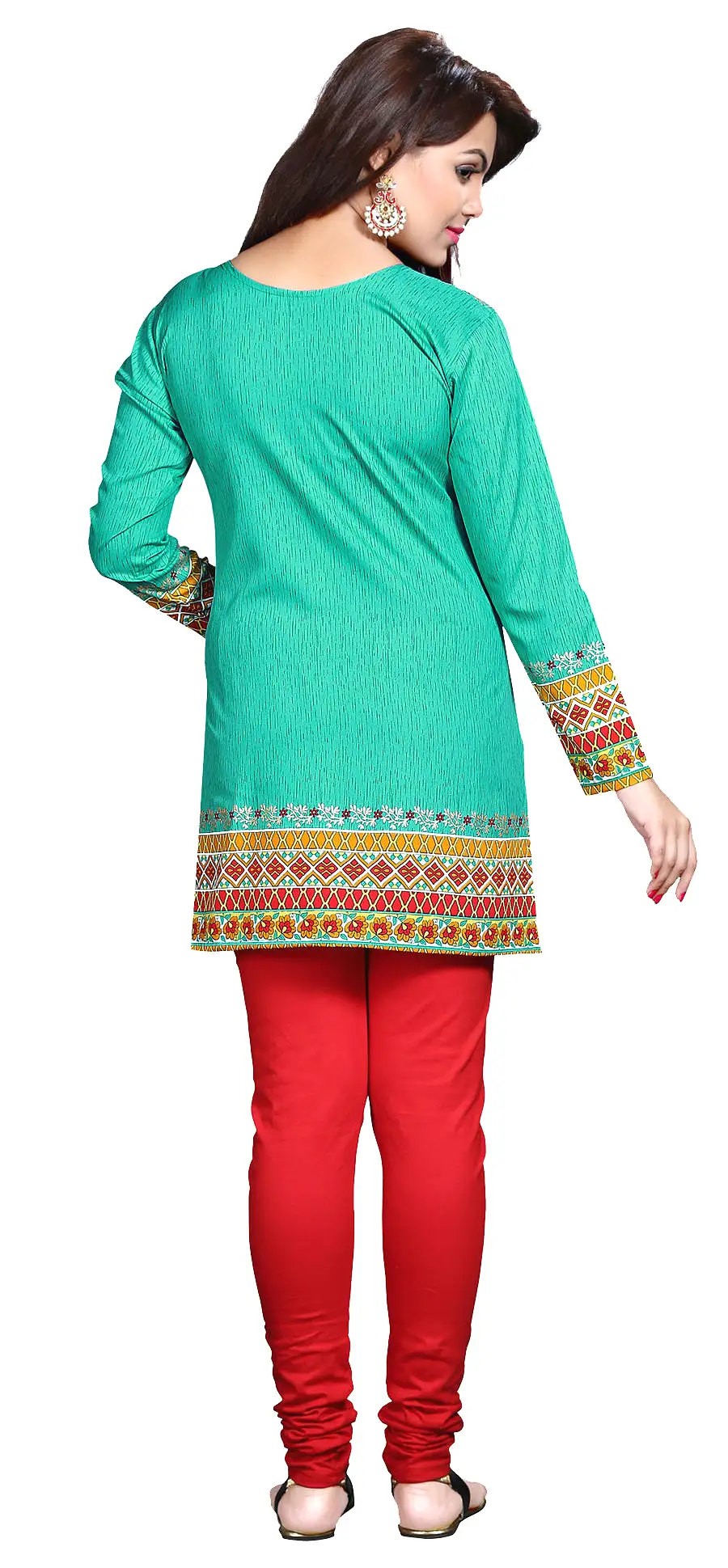 Indian Kurti Top Tunic Printed Womens Blouse India Clothes (Green)