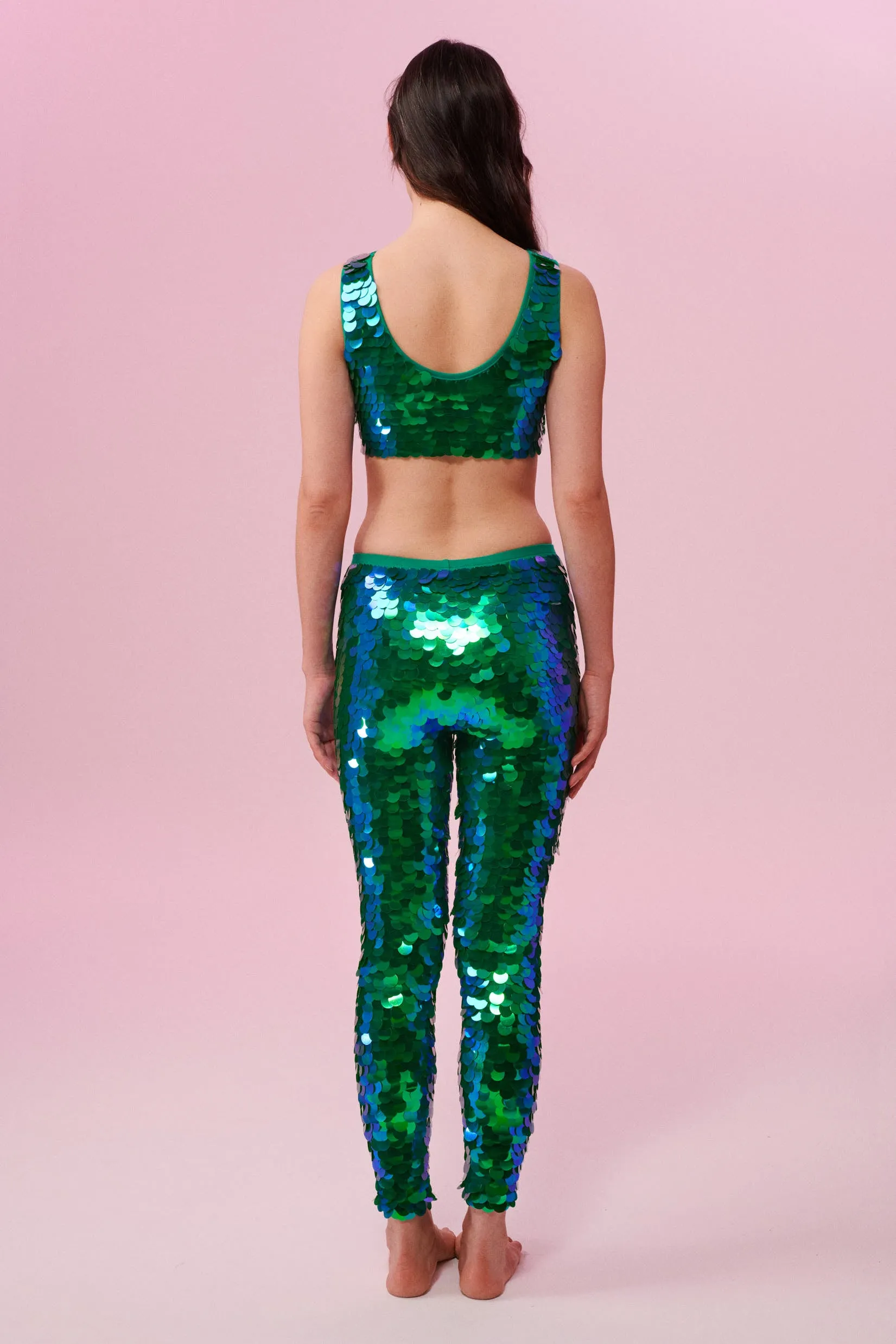 INDUS SEQUIN LEGGINGS - EMERALD