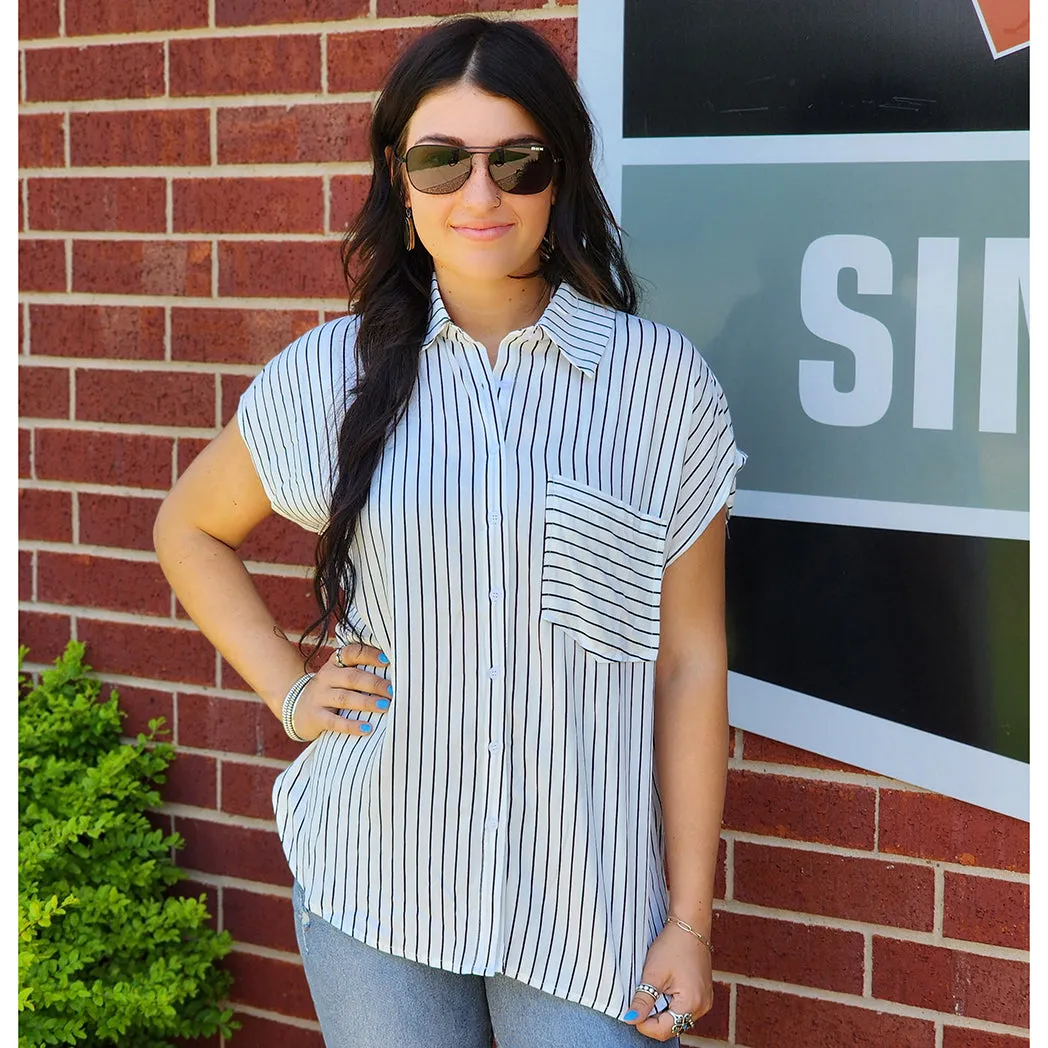 Ivory & Black Stripe Short Sleeve