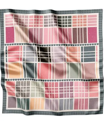 Katchmagic London X Lamberty Munich Women's Checkerboard Retro Loilipop - Midi Silk Scarf