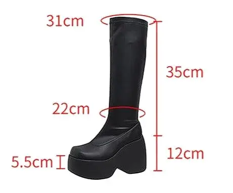 Knee-High Platform Wedge Boots