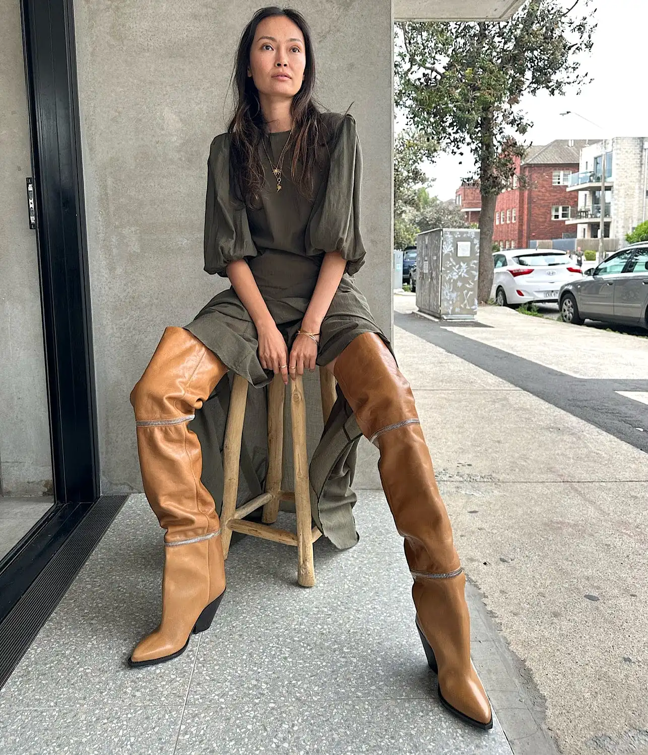 LELODIE THIGH BOOT- HAVANA