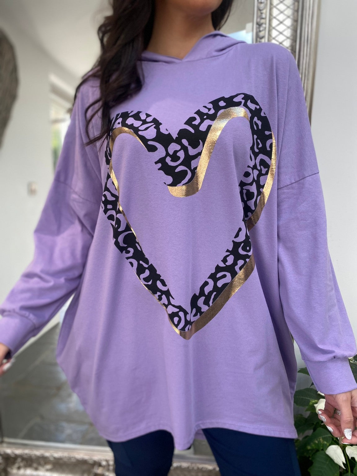 Leopard Heart Hoodie Olea