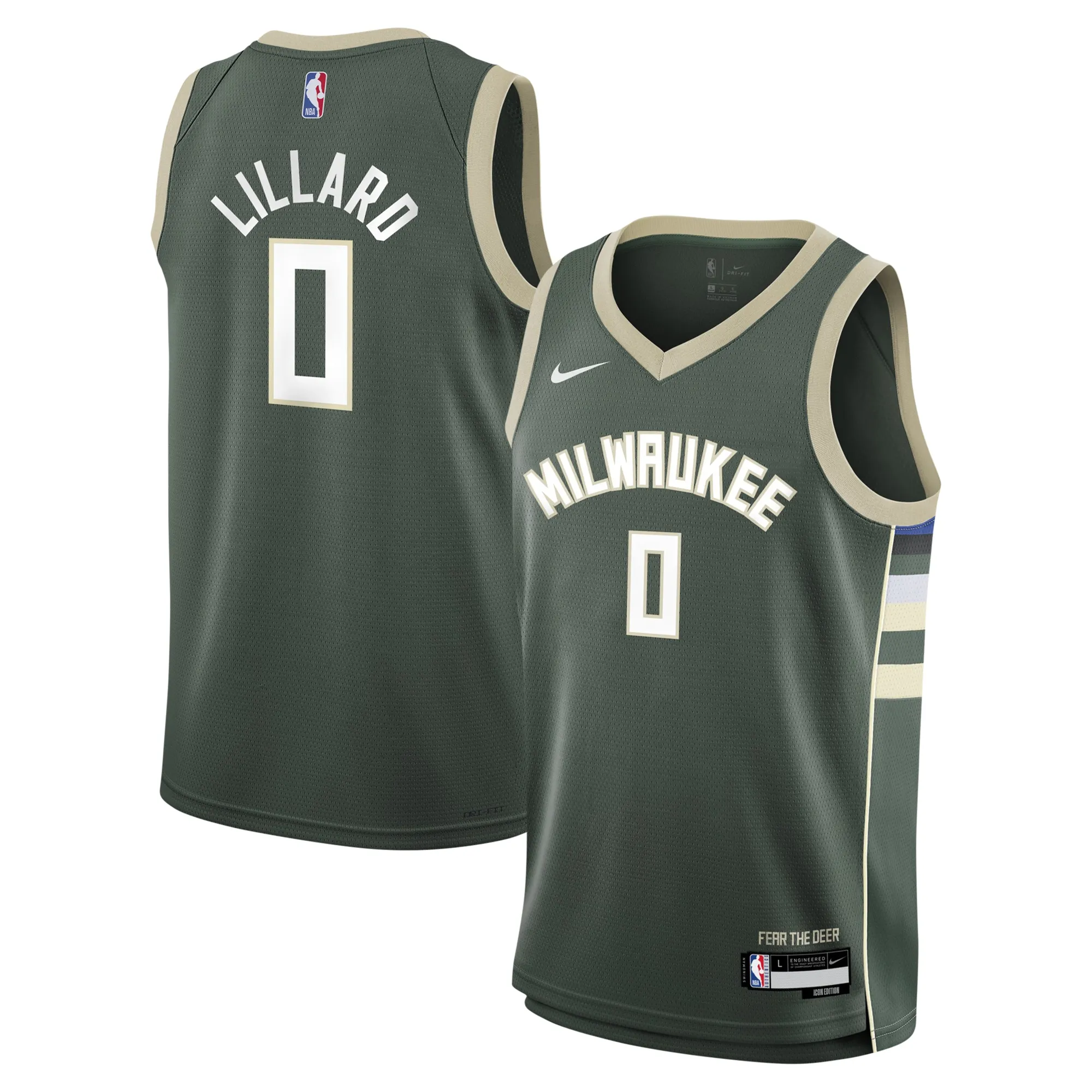 Lids Youth Nike Damian Lillard Hunter Green Milwaukee Bucks Swingman Jersey - Icon Edition