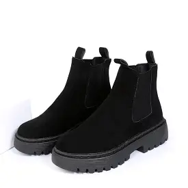 Low Black Suede Boots