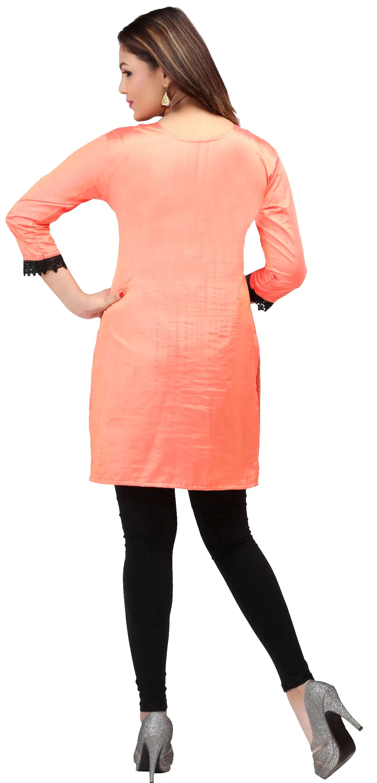 Maple Clothing India Women's Tunic Top Embroidered Kurti (Orange)