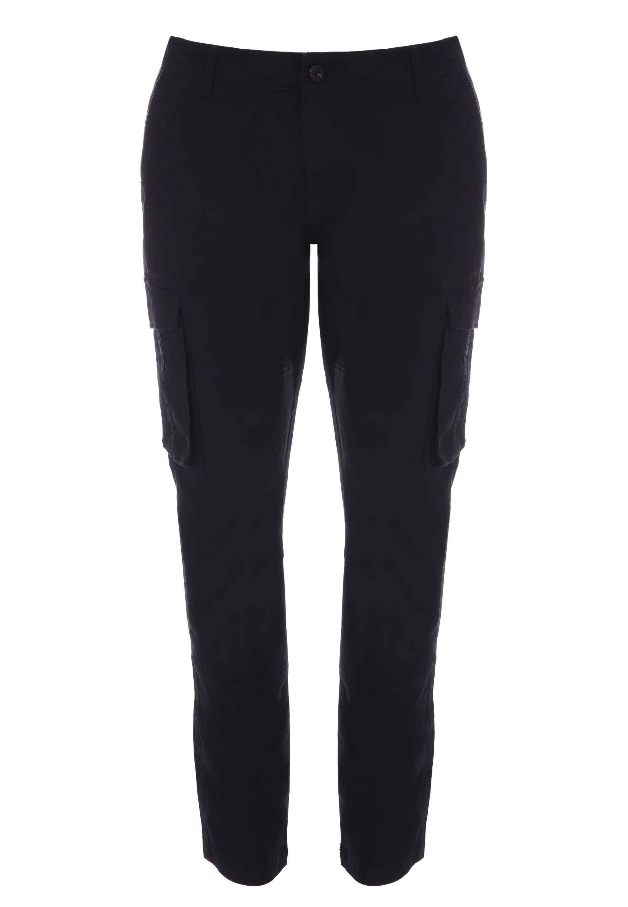 Mens Black Cargo Straight Leg Trousers