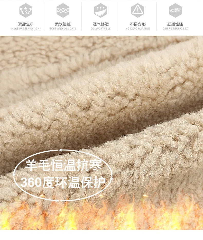 Men's Real Sheepskin Solid Pattern Turn-down Collar Slim Winter Coat