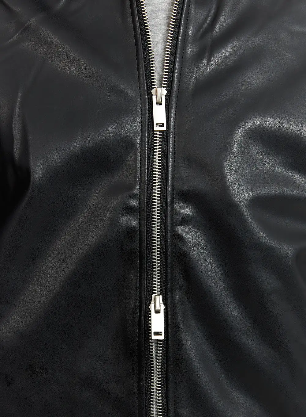 Men's Zip Up Faux Leather Jacket IA401