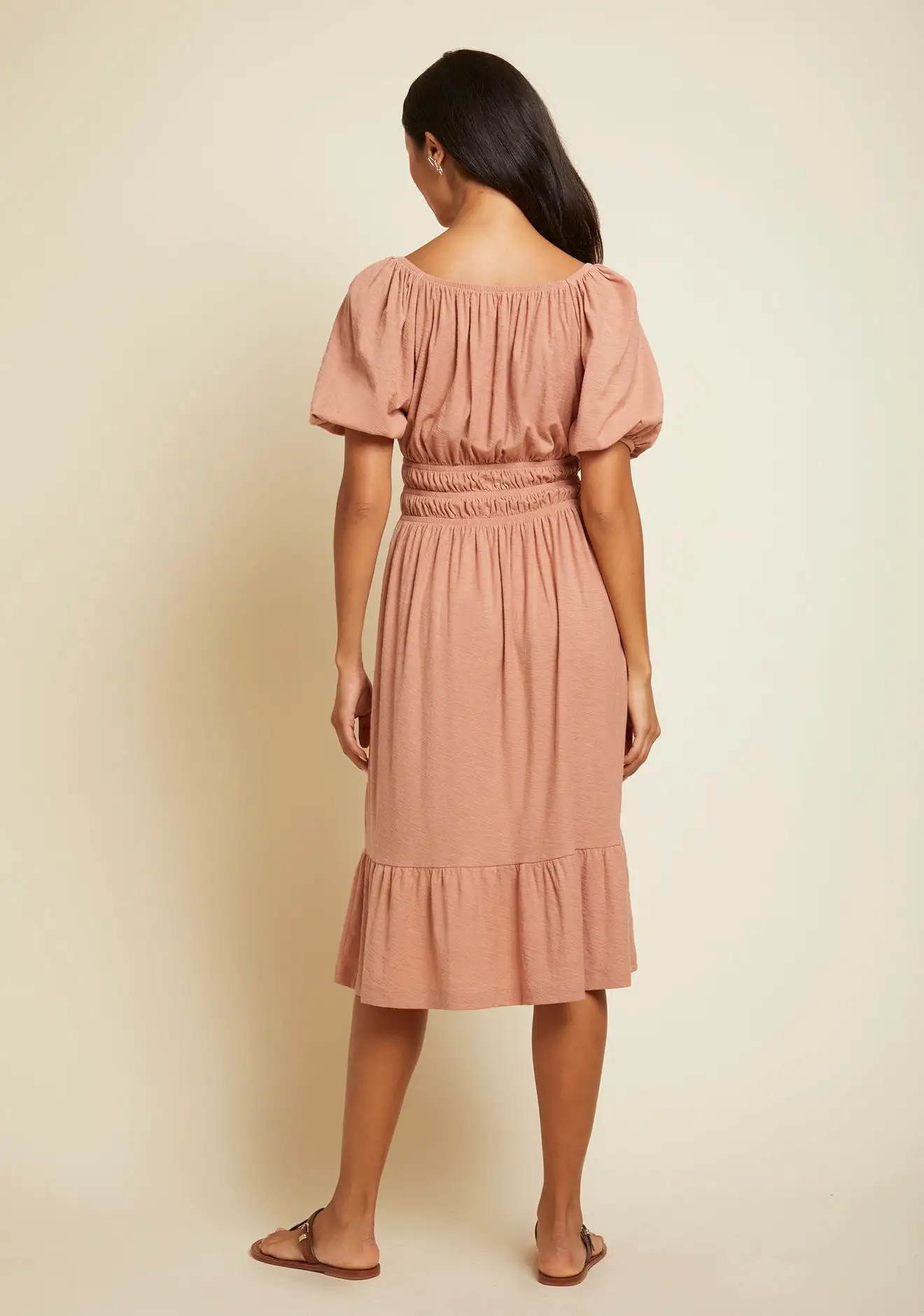 Nation LTD - Fabia Shirred Midi Dress - Bisou